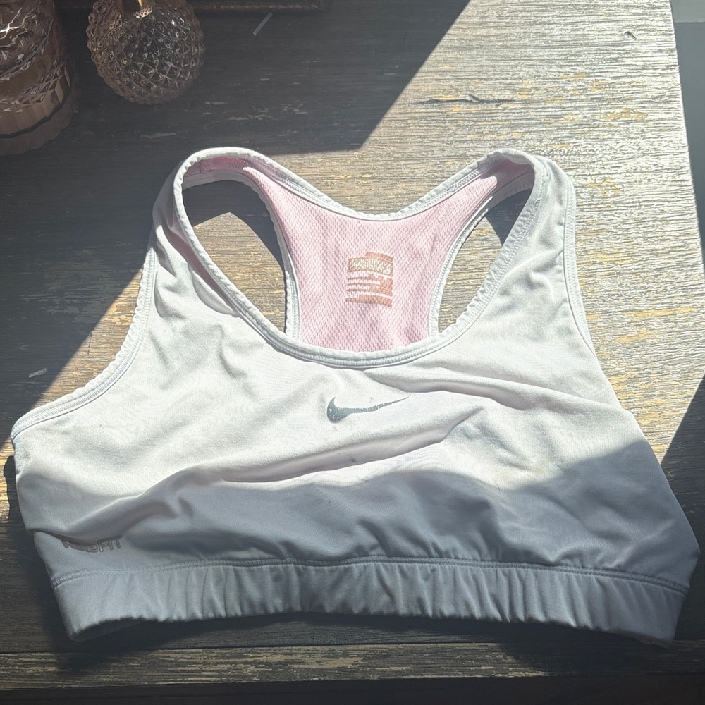 Nike White Sports Bra with Pink Lining Racerback